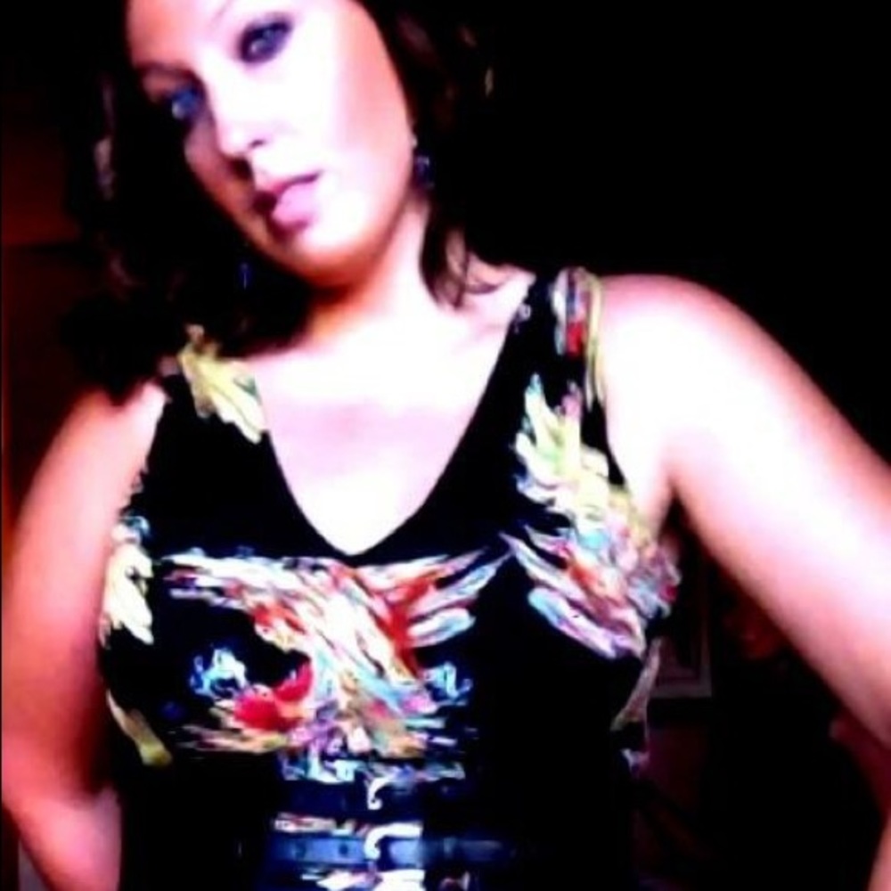 Black floral dress with pockets
